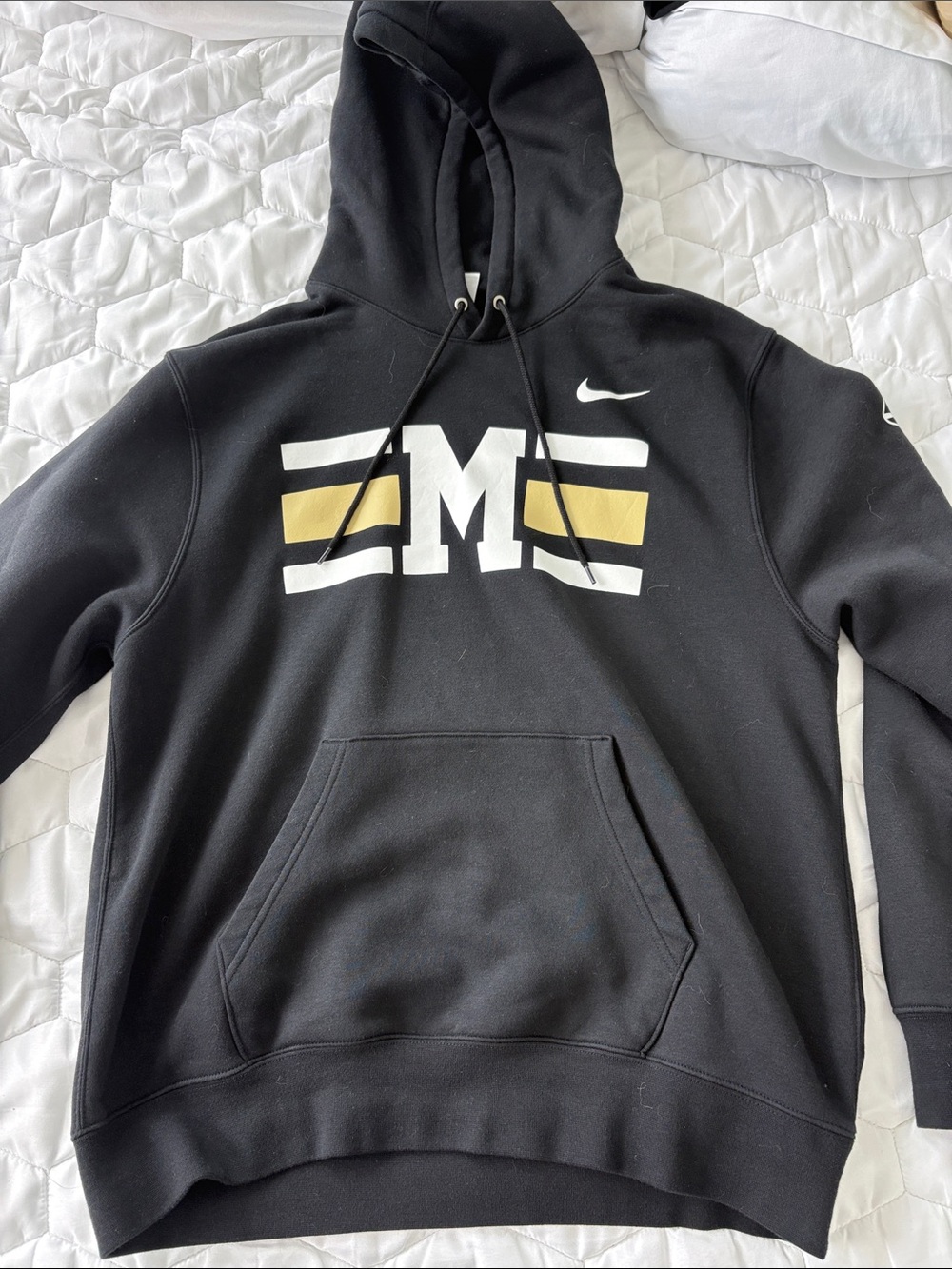 Mizzou Throwback Nike Black Hoodie with White and Gold Chest Graphics